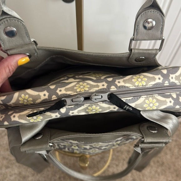 Petunia Pickle Bottom Gray and Yellow Tote Bag Backpack with Chic Design - Picture 5 of 14